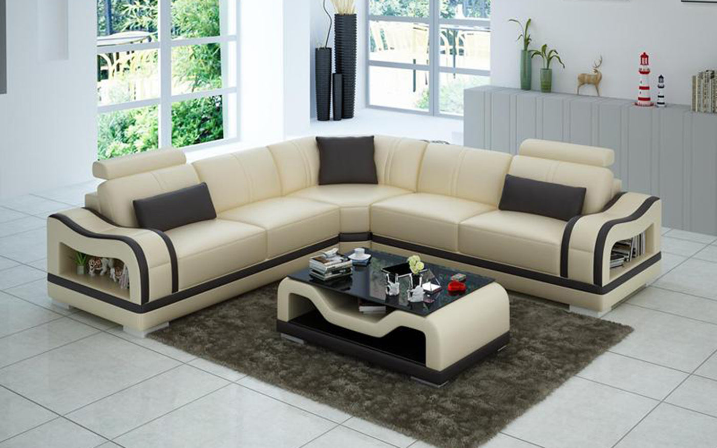 Asland Modern Leather Sectional – Jubilee Furniture