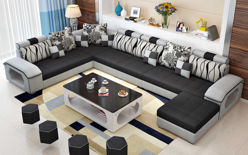 Selena Grey &amp; Blue Modular Tufted Sectional – Jubilee Furniture