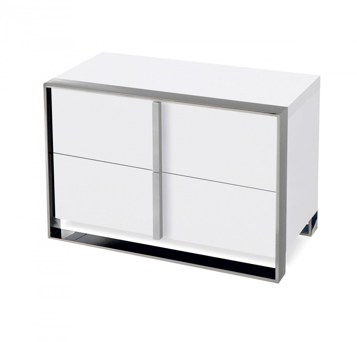 Apede Modern White & Stainless Steel Nightstand – Jubilee Furniture
