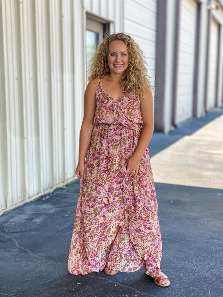 pink paisley maxi dress