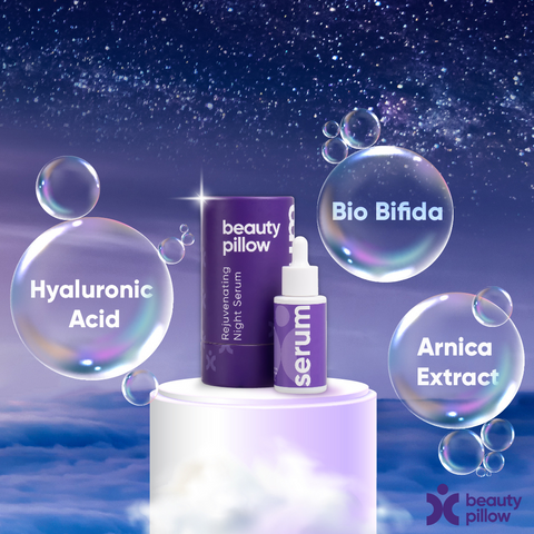 Rejuvenate and soften skin with Rejuvenating Night Serum featuring Bio Bifida, Hyaluronic Acid and Arnica Extract