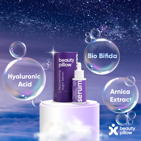 Enjoy softer, smoother skin with actives like Bio Bifida, Arnica Extract and Hyaluronic Acid in the Beauty Pillow Rejuvenating Night Serum