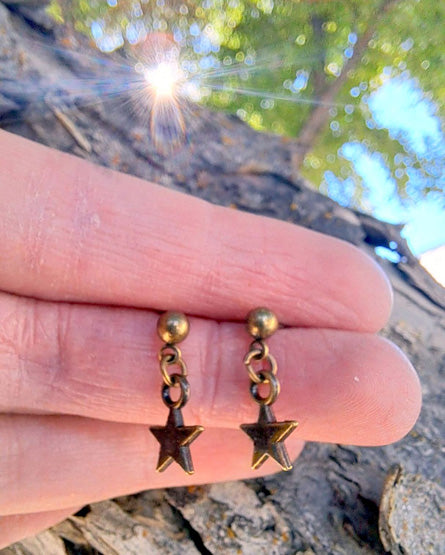 Brass Spike Dangle Mixed Metal Stud Earrings – Tumbled Earth