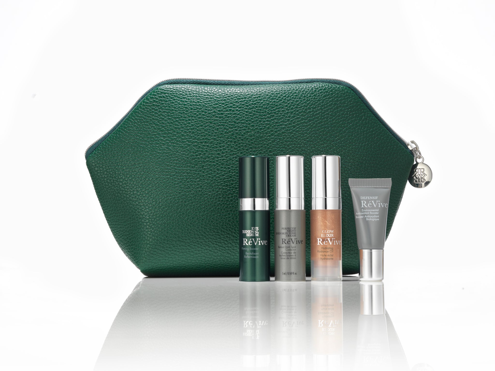 Renew & Restore Cosmetic Bag with 4 deluxe samples: Eye Renewal Serum, Perfectif Night Cream, Glow Elixir, Defensif