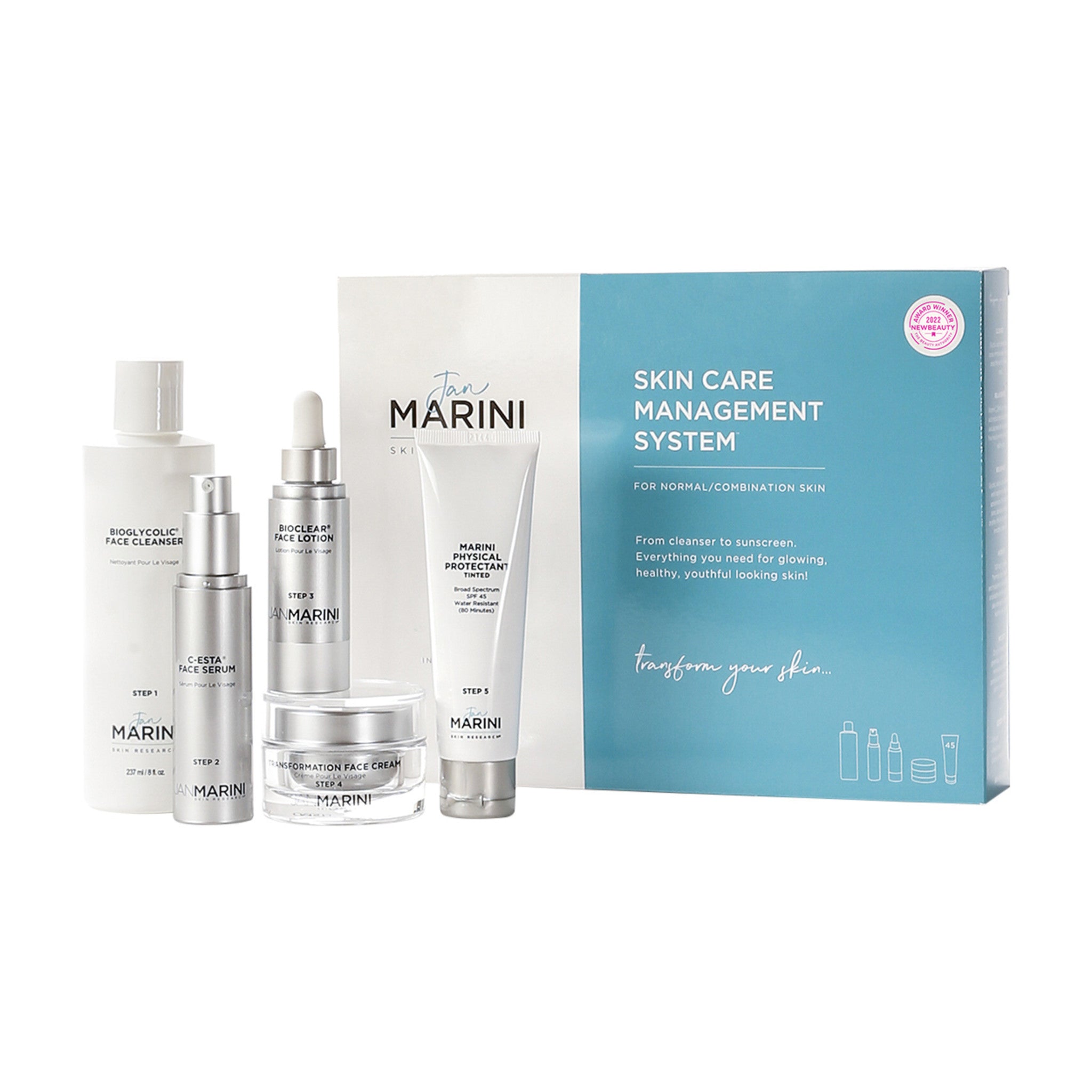 Skin Care Management System Normal or Combination Skin with Marini Physical Protectant SPF 45 main image.