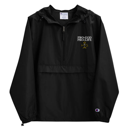 Pro-God Pro- Life - Embroidered Champion Packable Jacket