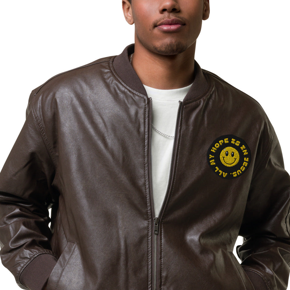 Aterrador Introducir reflejar All My Hope is In Jesus - Leather Bomber Jacket – His Glory Co.