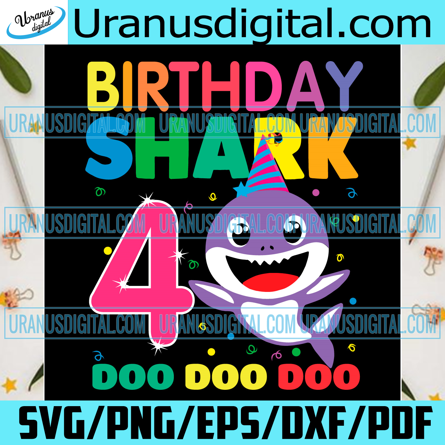 Download Birthday Shark 4 Doo Doo Doo Svg Birthday Svg 4th Birthday Svg Baby Uranusdigital