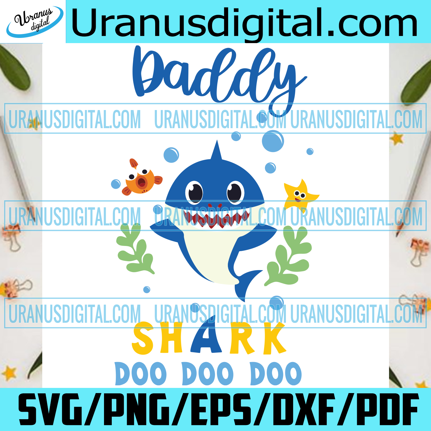 Daddy Shark Doo Doo Doo Svg Family Svg Daddy Shark Svg Baby Shark S Uranusdigital