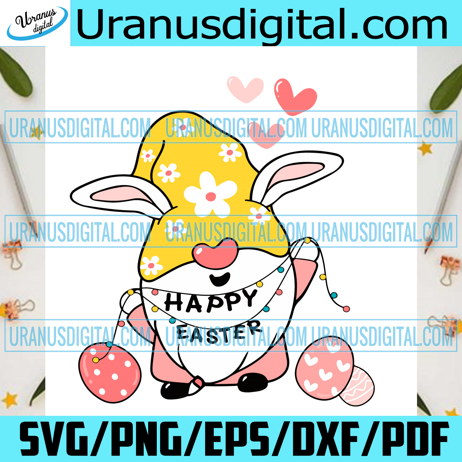 Download Easter Bunny Gnome With Rabbit Ears Svg Easter Day Svg Easter Svg G Uranusdigital