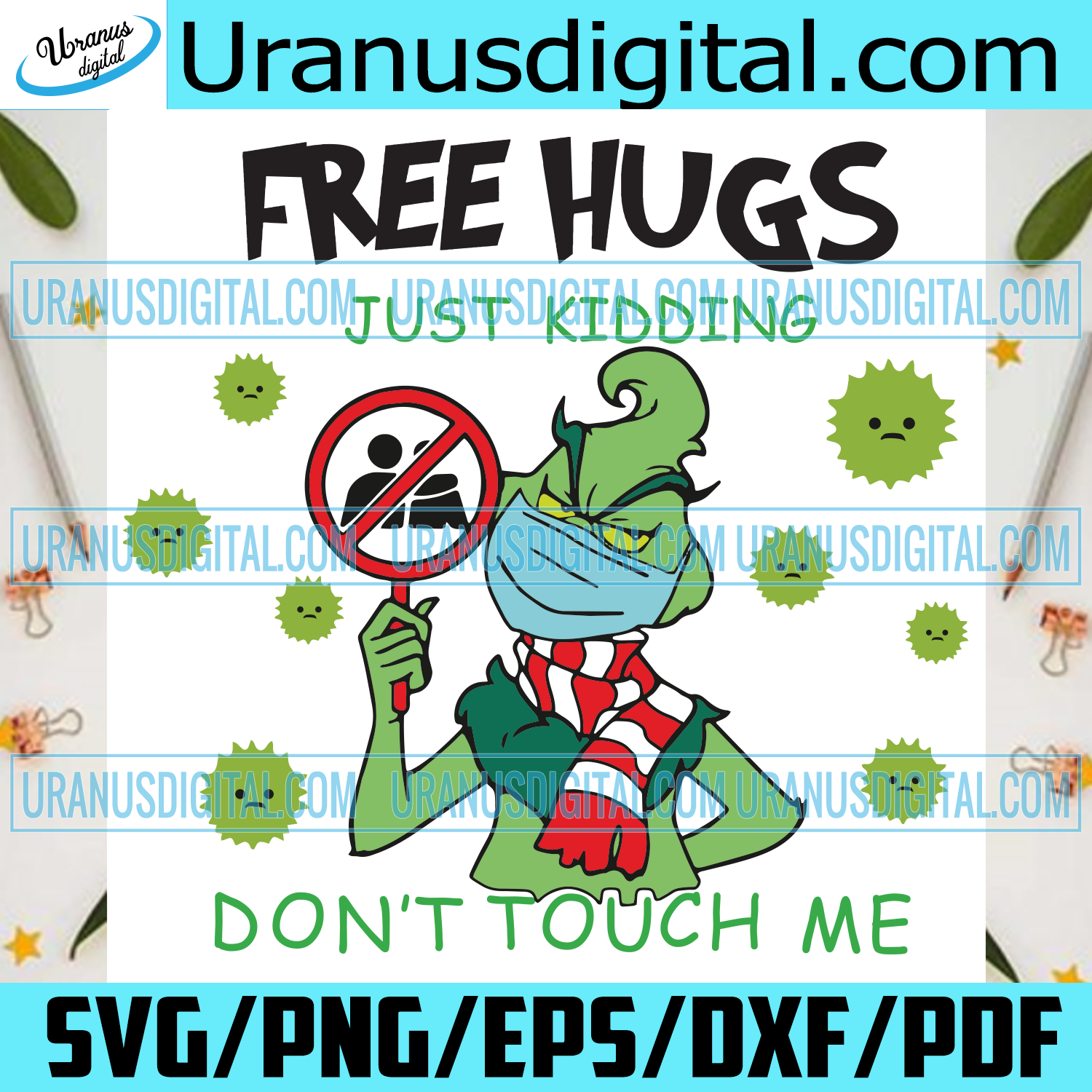 Download Free Hugs Just Kidding Dont Touch Me Christmas Svg Santa Grinch Gri Uranusdigital