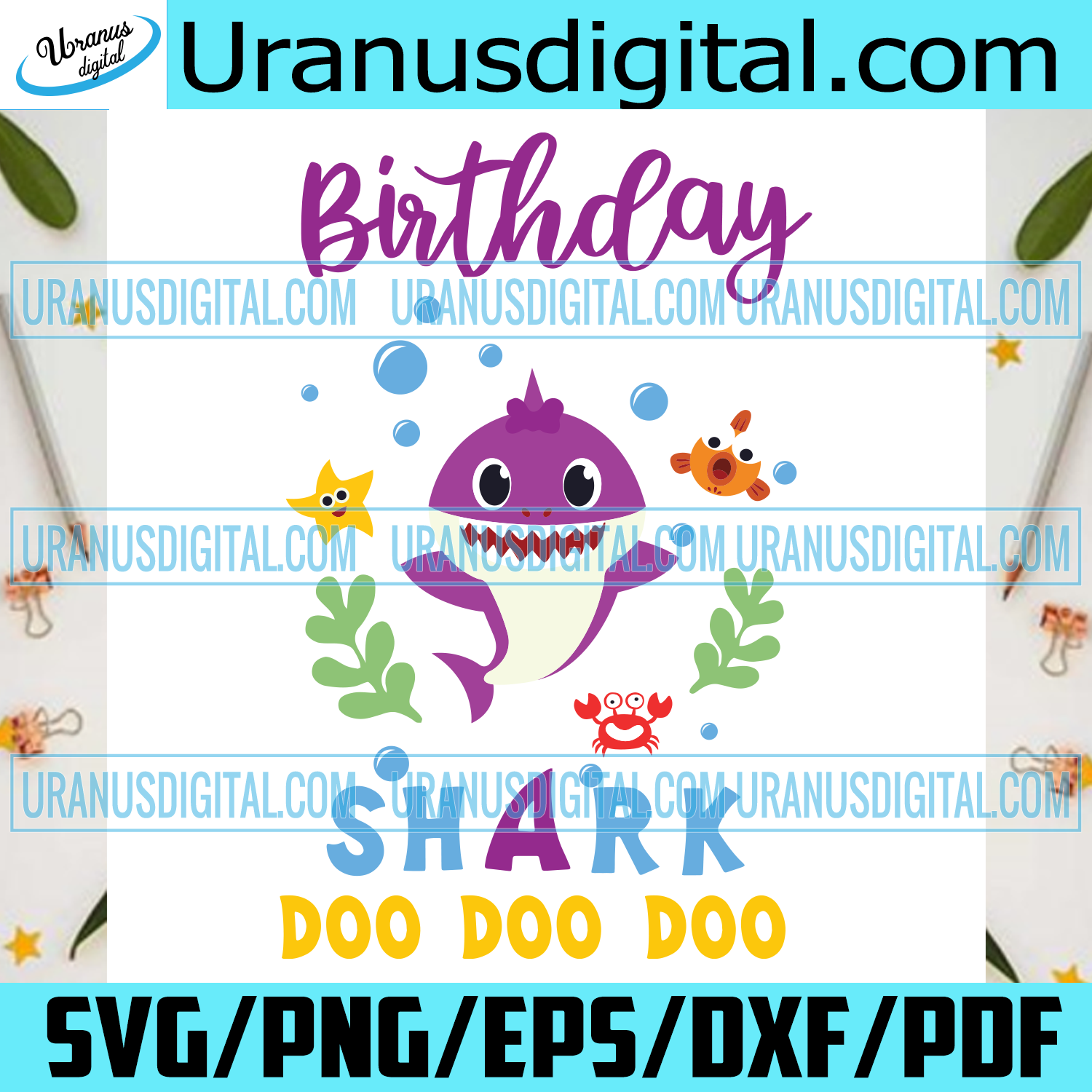 Purple Birthday Baby Shark Doo Doo Doo Svg Birthday Svg Birthday Bab Uranusdigital
