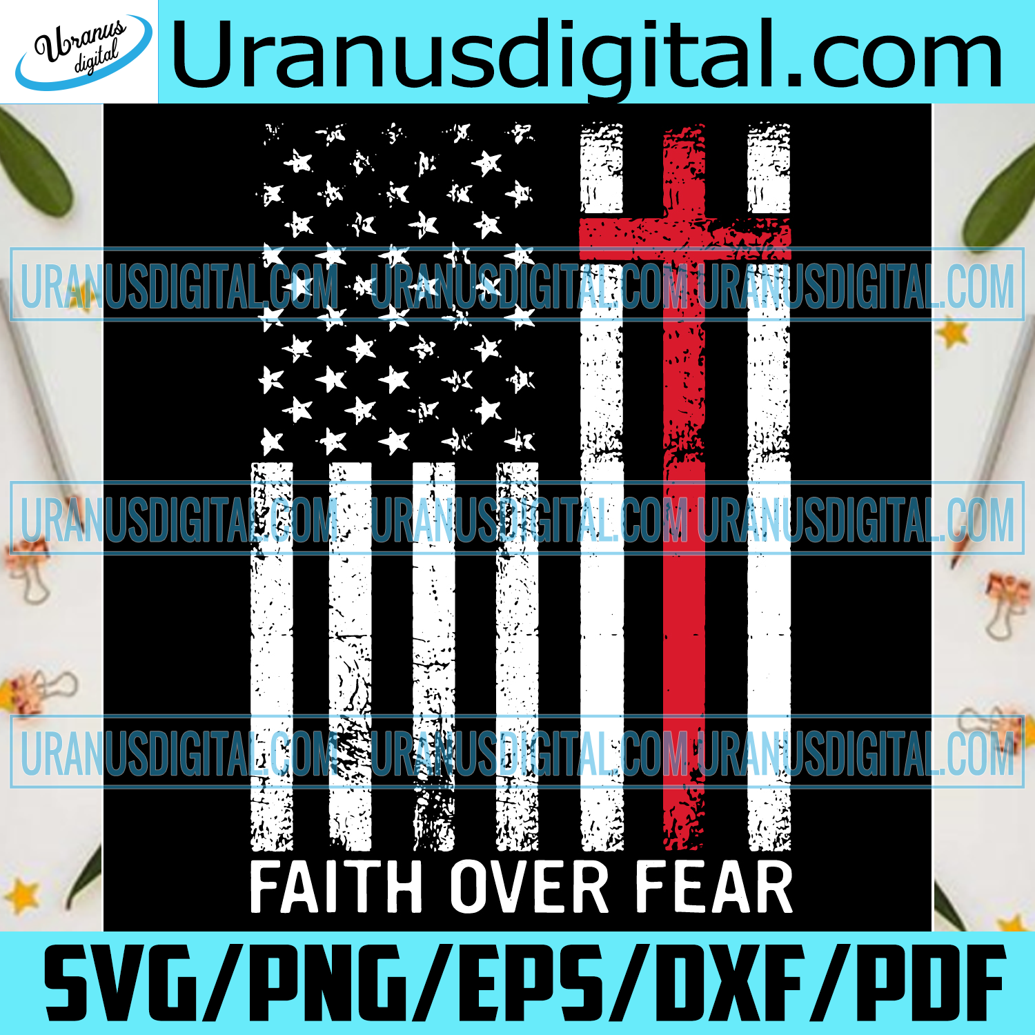 Download Christian Cross Faith Over Fear American Flag Svg Uranusdigital