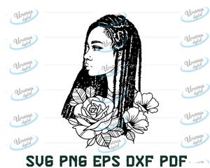 Download Black Woman With Side Afro With Blue Flower Svg Png Digital Cutting Fi Uranusdigital