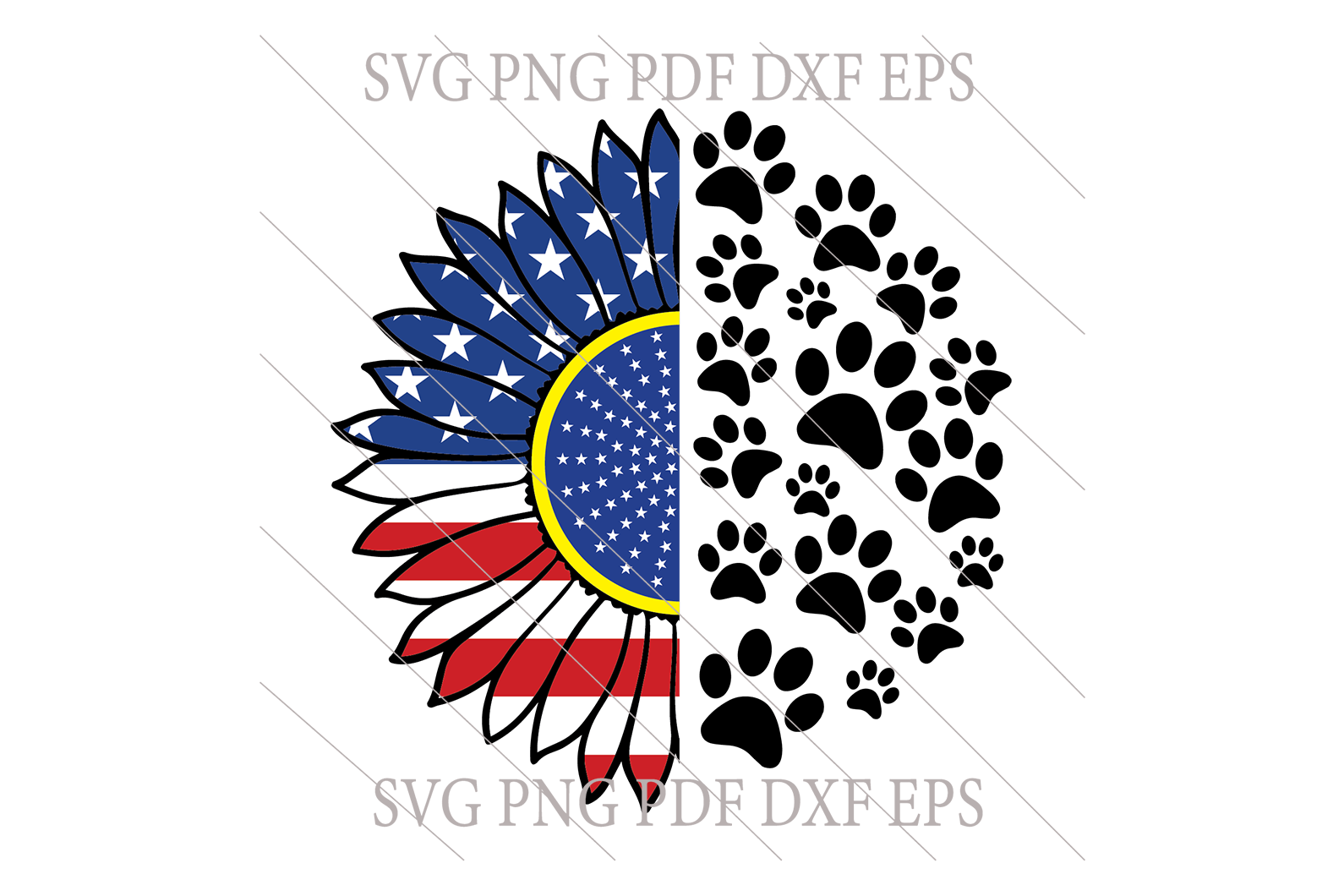 Download Flower Paw Dog Svg Independence Day Svg Sunflower American Flag Ameri Uranusdigital
