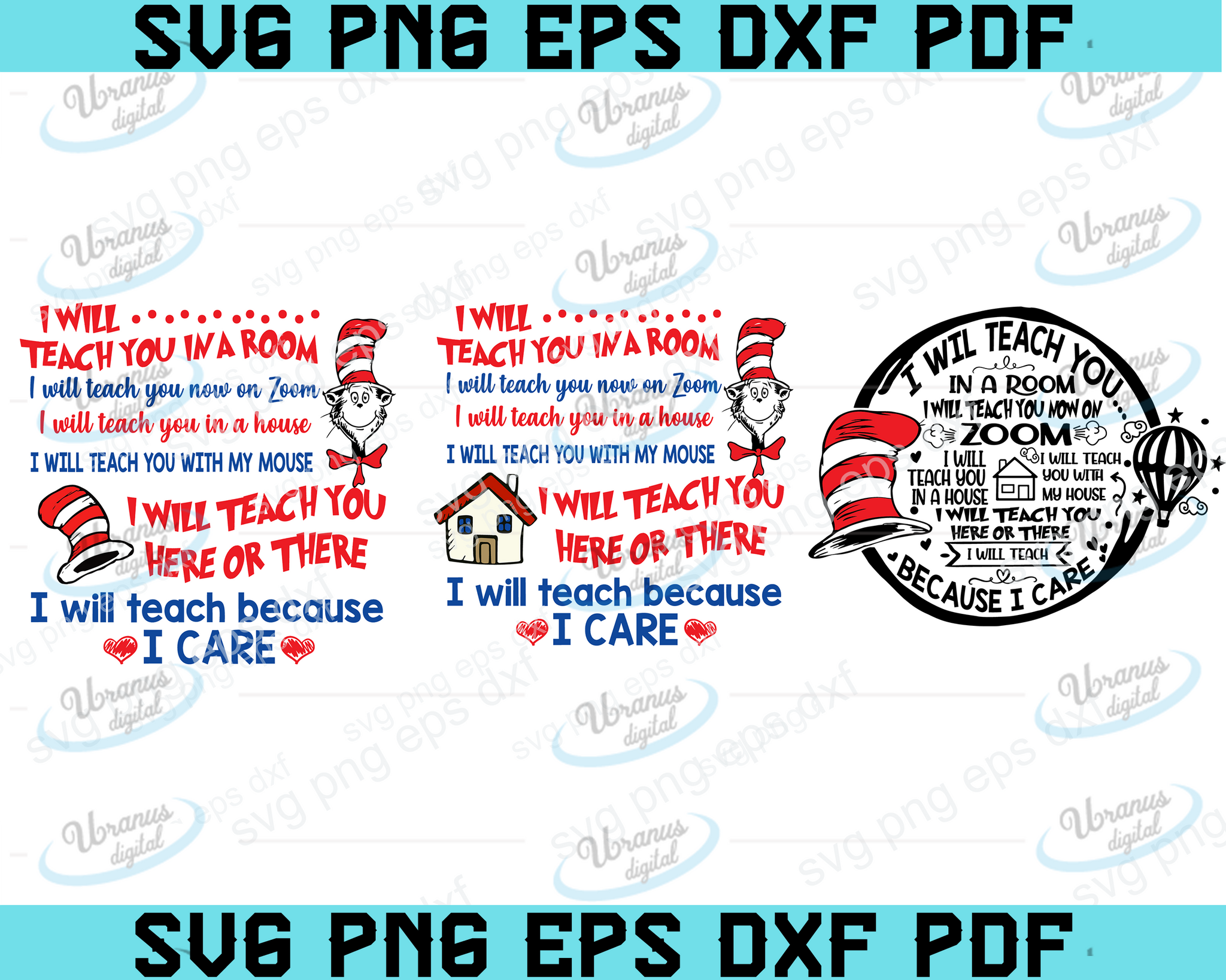 Download 3 File Dr Seuss Teacher Svg Cut File I Will Teach You On Zoom Because Uranusdigital