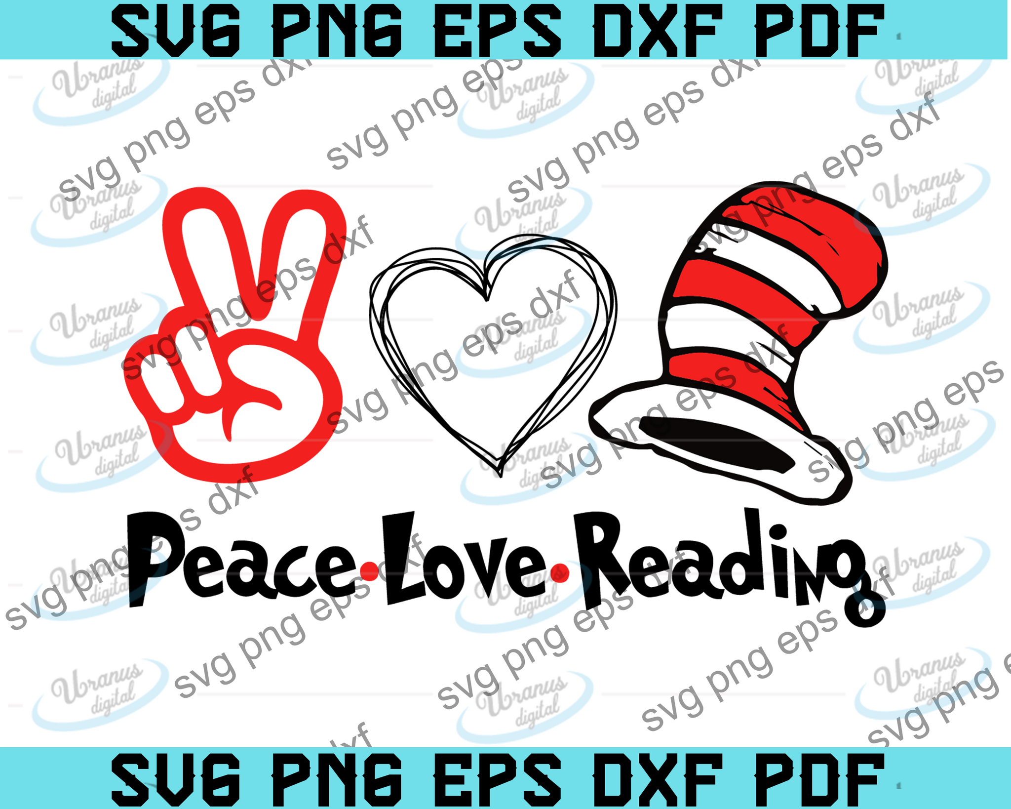 Peace Love Reading Svg Peace Love Reading Read Across America Dr S Uranusdigital