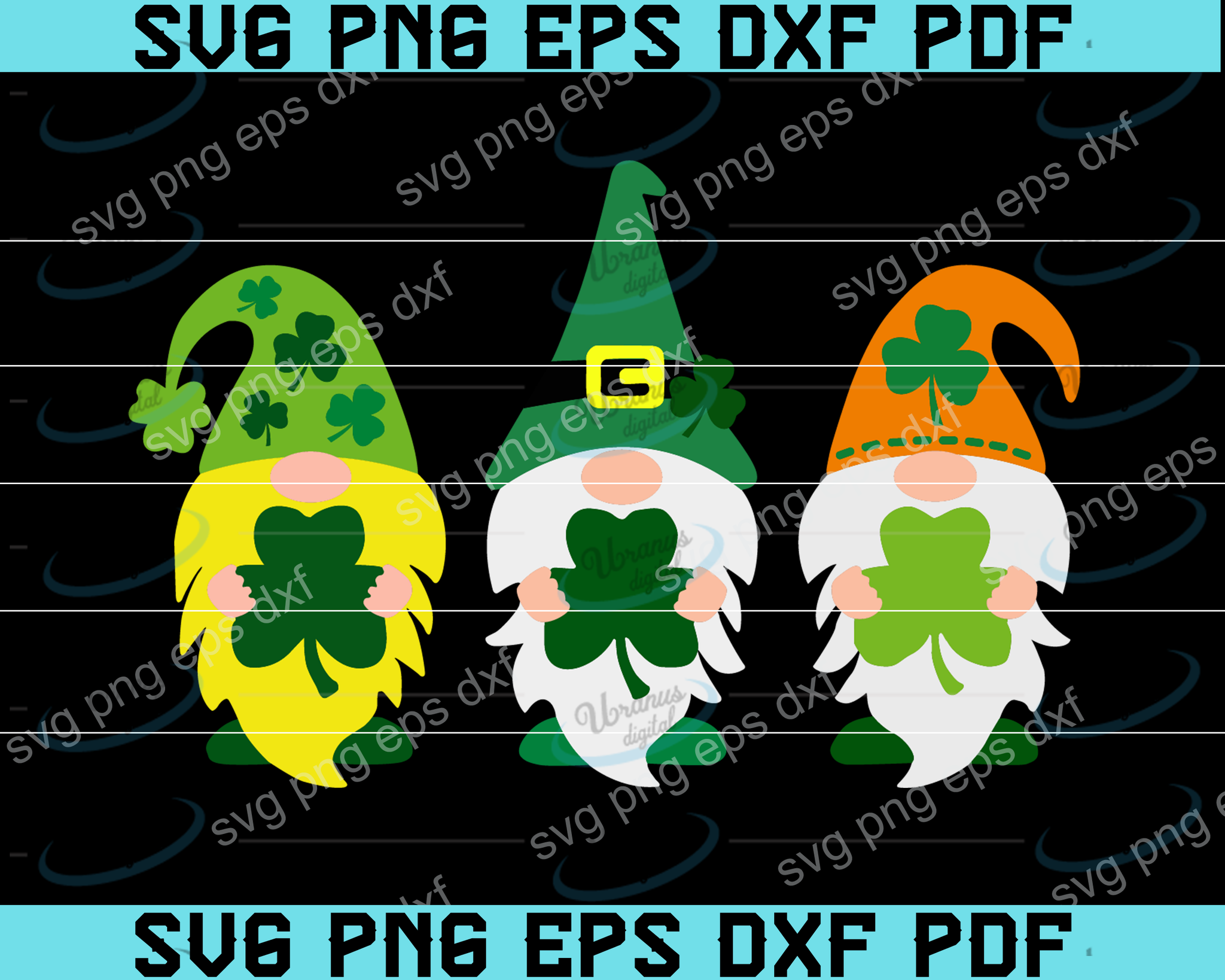 Download St Patricks Day Gnome Svg Three Gnomes Holding Shamrocks Svg Gnome Sv Uranusdigital