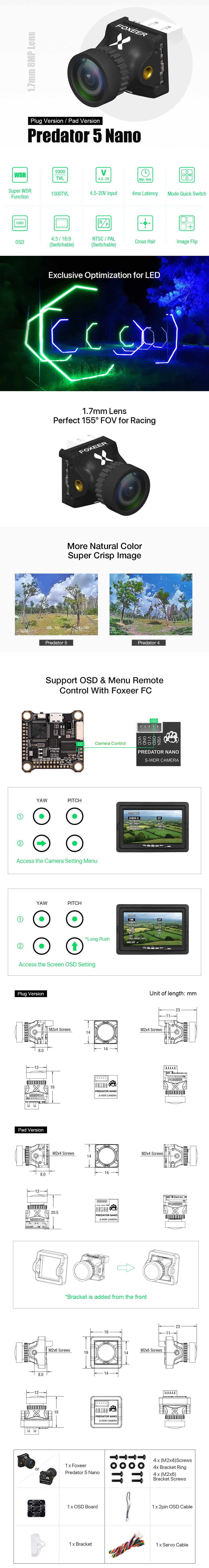 A body image of the Foxeer Predator V5 Nano FPV Camera