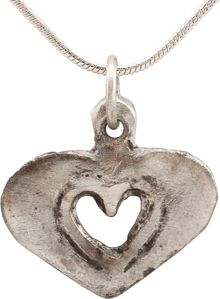 RARE ANCIENT VIKING HEART PENDANT NECKLACE, C.850-1050 AD