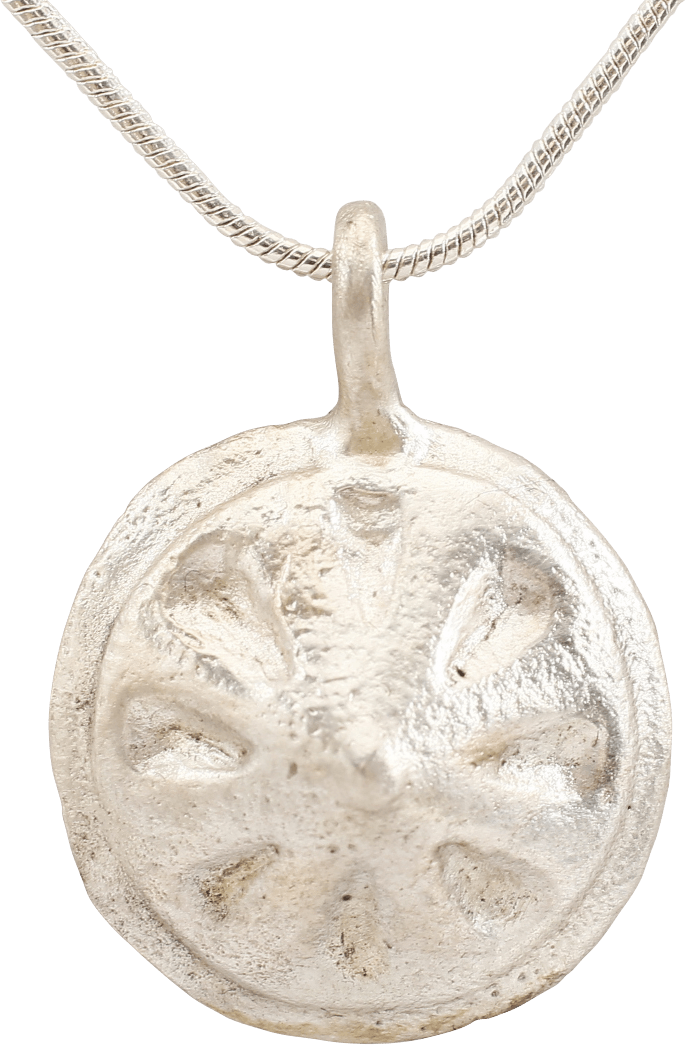 ROMAN WHEEL OF FORTUNE AMULET NECKLACE, 4TH-7TH CENTURY AD