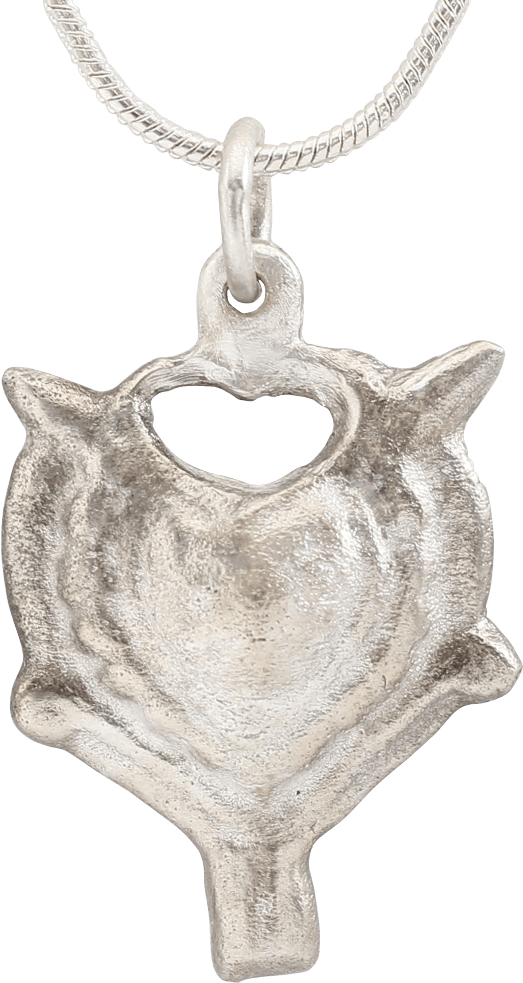 RARE ANCIENT VIKING HEART PENDANT NECKLACE, C.850-1050 AD