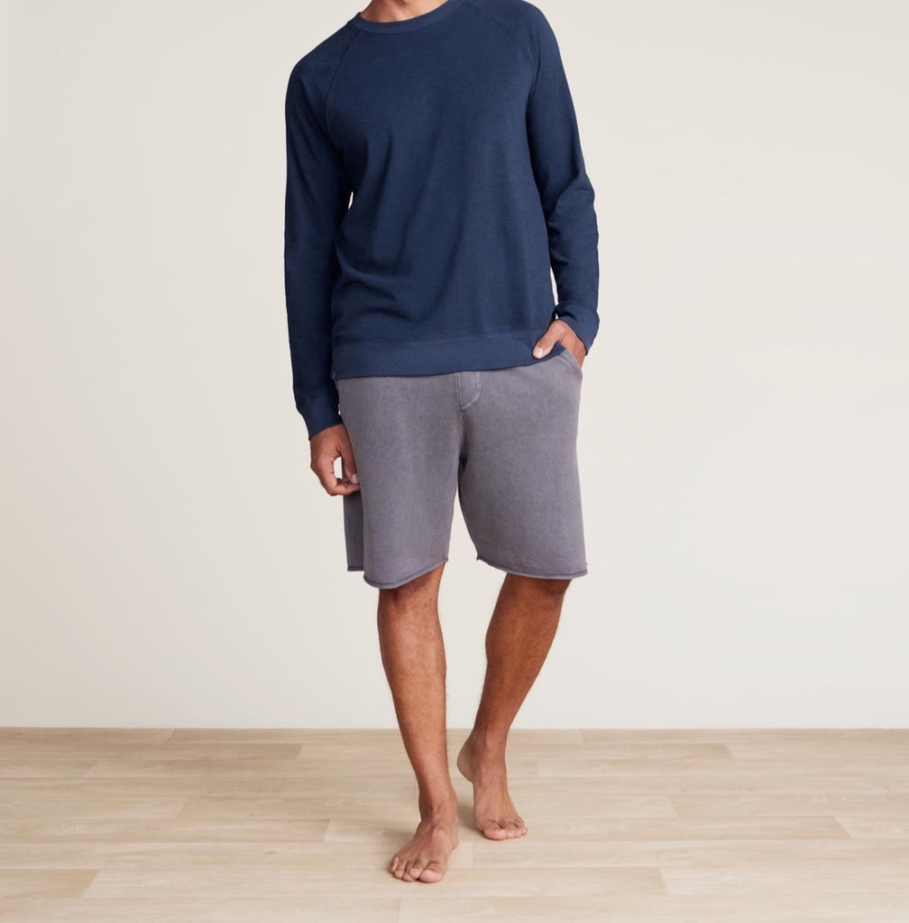 FINAL SALE Barefoot Dreams Malibu Collection Men's Slub Long Sleeve Raglan  Indigo