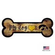 Iowa Hawkeyes Distressed Dog Bone Wooden Sign - Hug My Pup