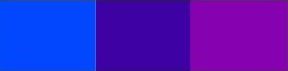 Harmonising colours of blue, indigo and violet.