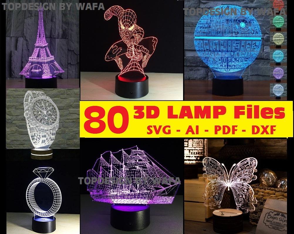 Download Over 80 3d Vector Illusion Acrylic Lamp Light File Led Cut Laser Cnc R Getdxf