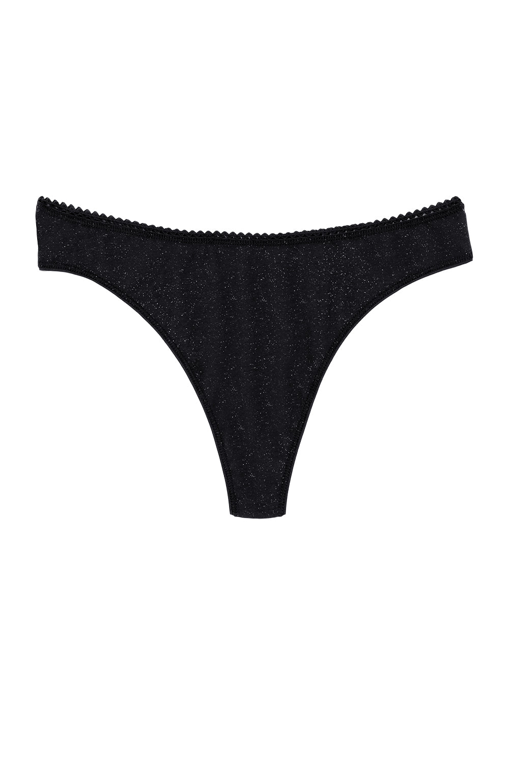 Tanga String Coton BIO - Paillettes Noir