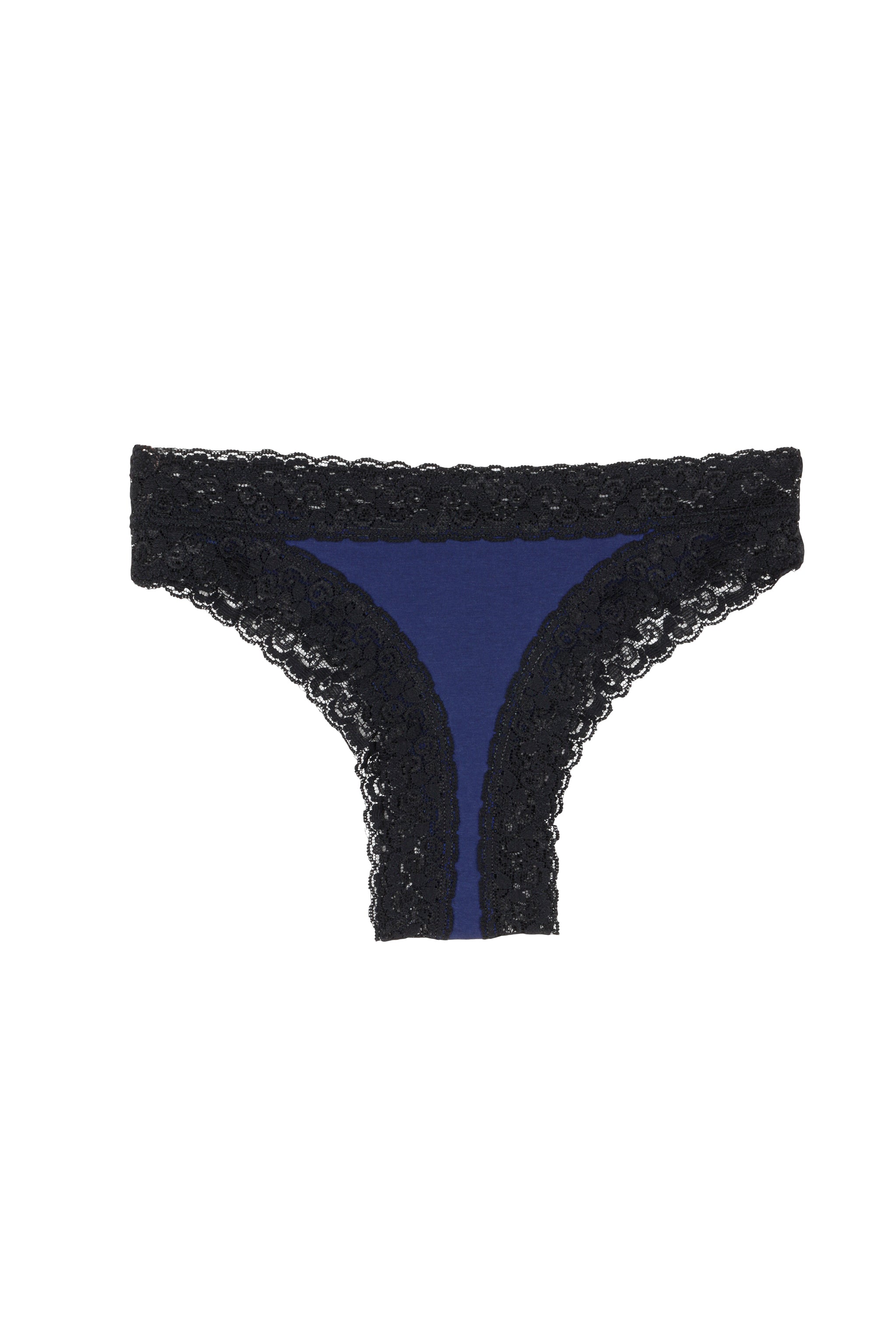 Tanga BrÃ©silien Coton BIO & Dentelle - Marine