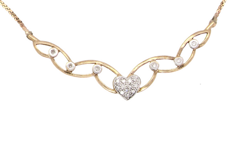 9 carat gold diamond heart necklace