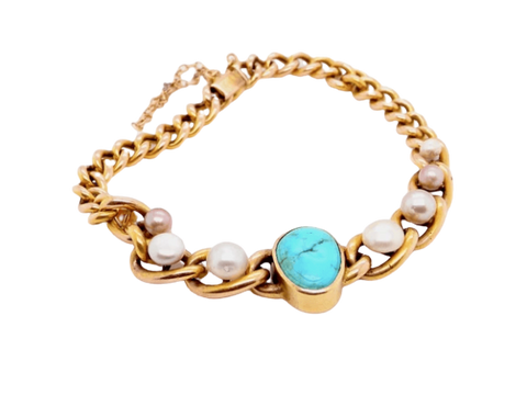 Victorian turquoise and pearl bracelet
