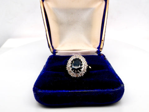 1960's sapphire and diamond cluster engagement ring
