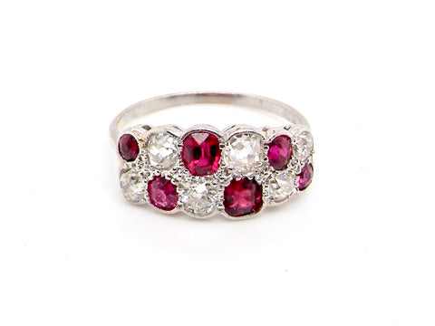 ruby and diamond chequerboard ring