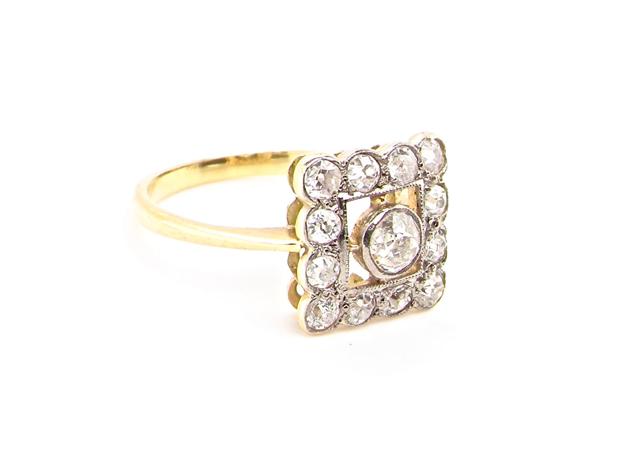 early Edwardian square diamond cluster ring