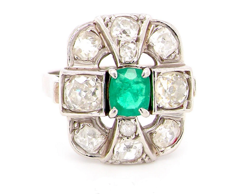 French Emerald and Diamond ring