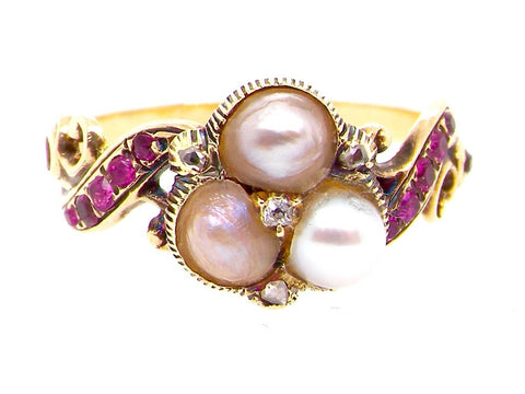 Antique Ruby And Pearl Dress Ring
