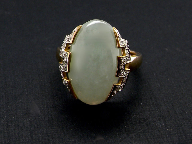 A jade and diamond dress ring
