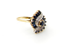 A sapphire and diamond cocktail ring