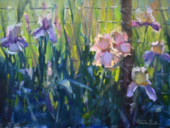 Irises flower fine art oil painting Kristina Sellers