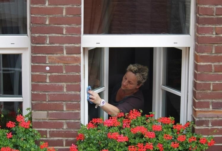 Lady Cleaning Window