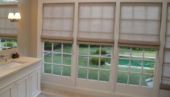 White Roman Blinds - Kitchen