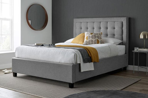 Mayfair Grey Fabric Bed With Drawers Oak Furniture UK 56 OFF