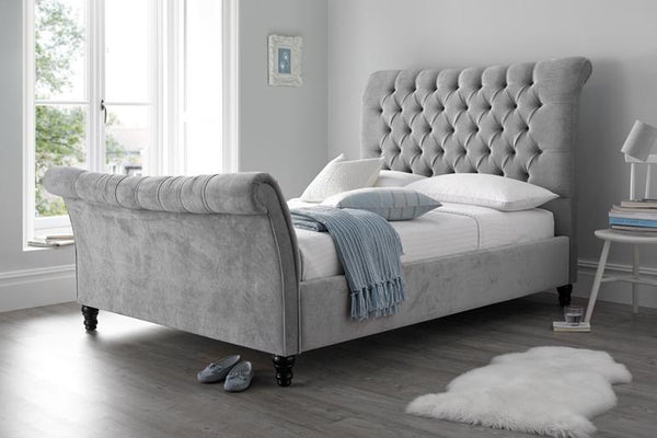 Grey Sleigh Bed