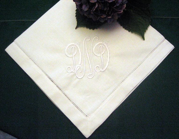 Personalized White Linen Napkins - Set of 12