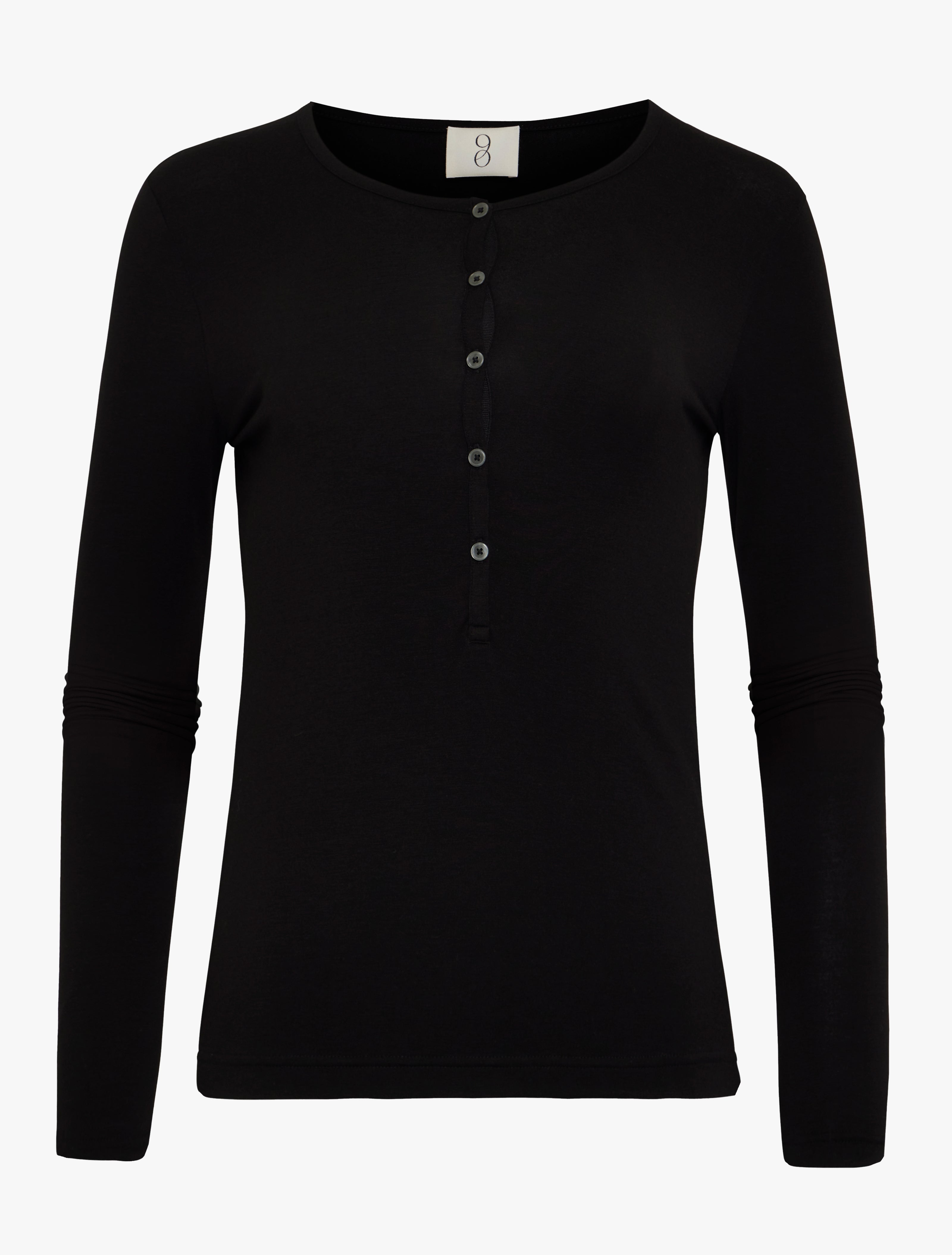 Ninety Percent Henley Top in Black