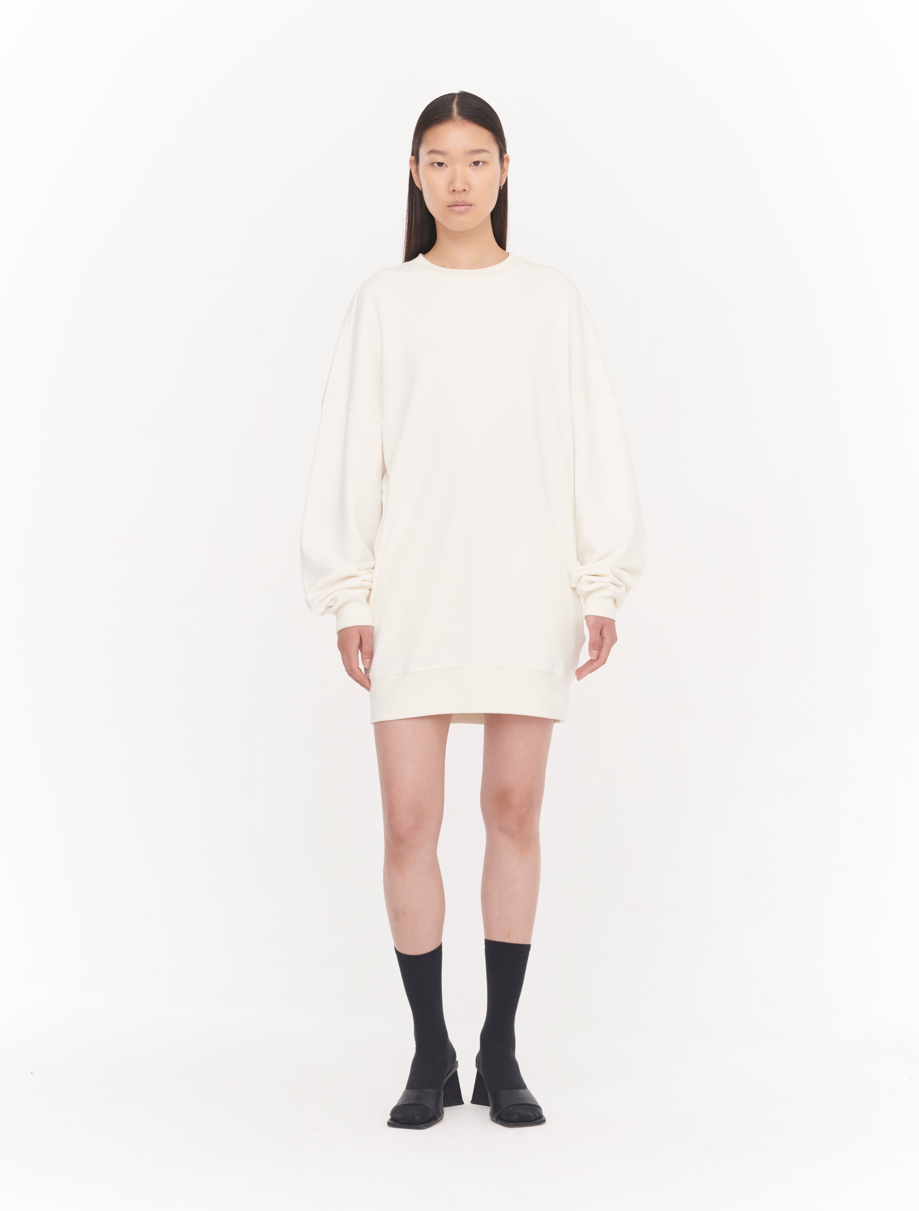 Ninety Percent Brielle Sweatshirt Dress in Off White