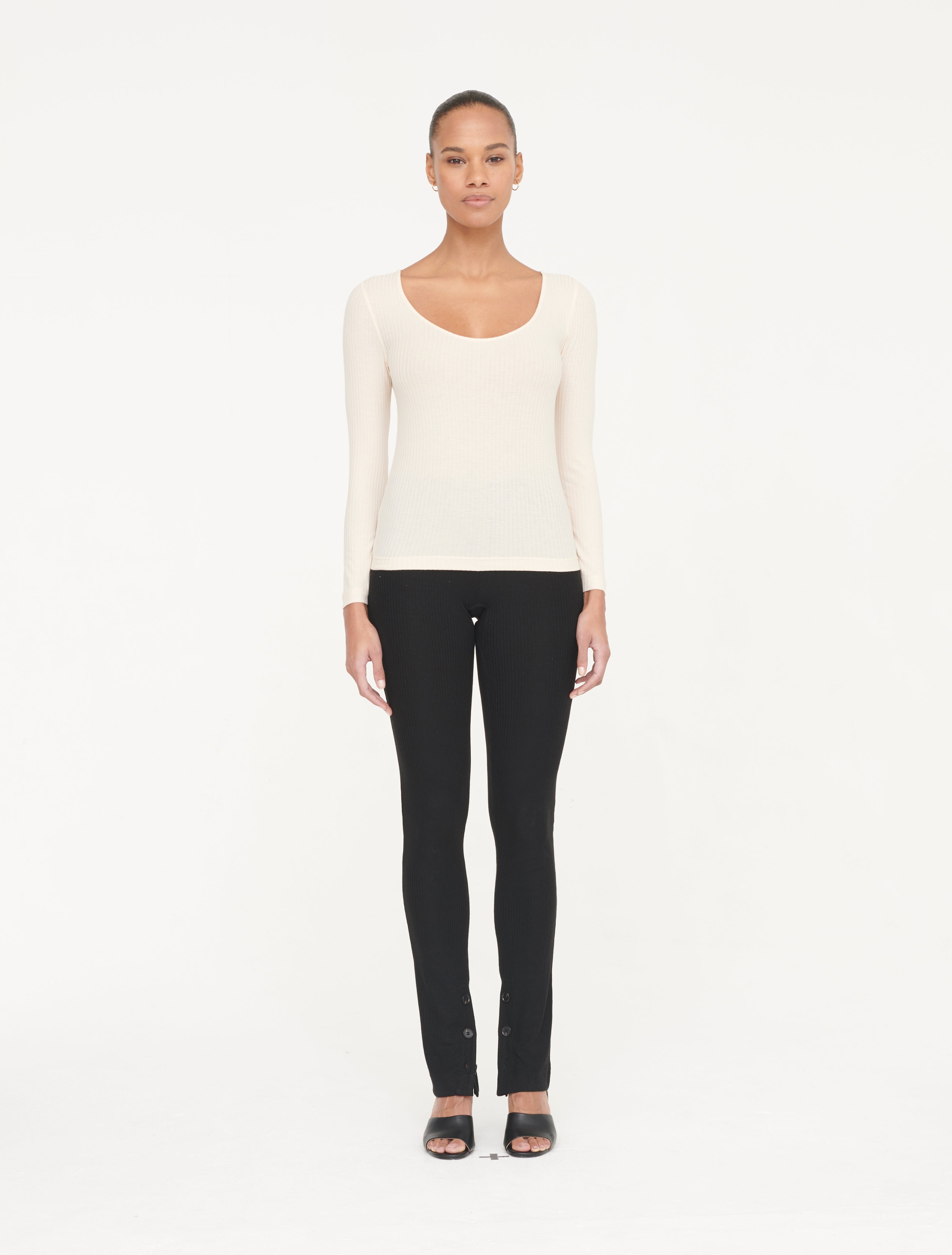 Ninety Percent Amelia SeaCell Rib Scoop Neck in Frost